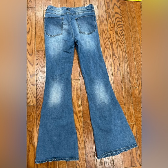 Almost Famous Distressed Blue Flare Jeans - Picture 2 of 10
